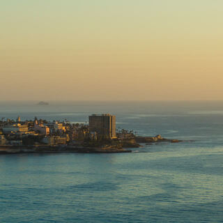 Aerial shot of the Sunset La Jolla Cove and La Jolla Village
