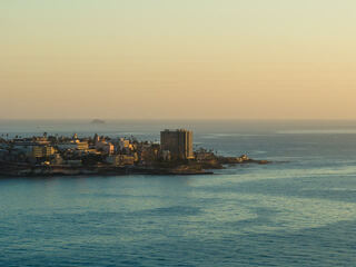 Aerial shot of the Sunset La Jolla Cove and La Jolla Village
