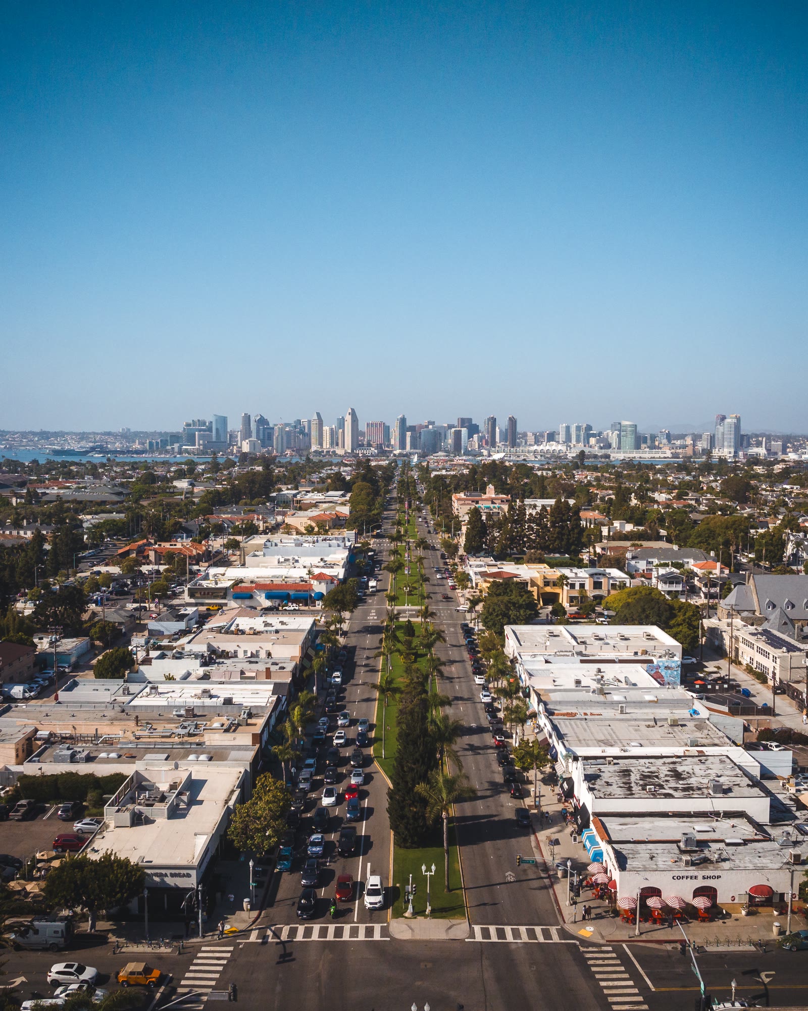 Orange Avenue in Coronado San Diego on a Sunny day