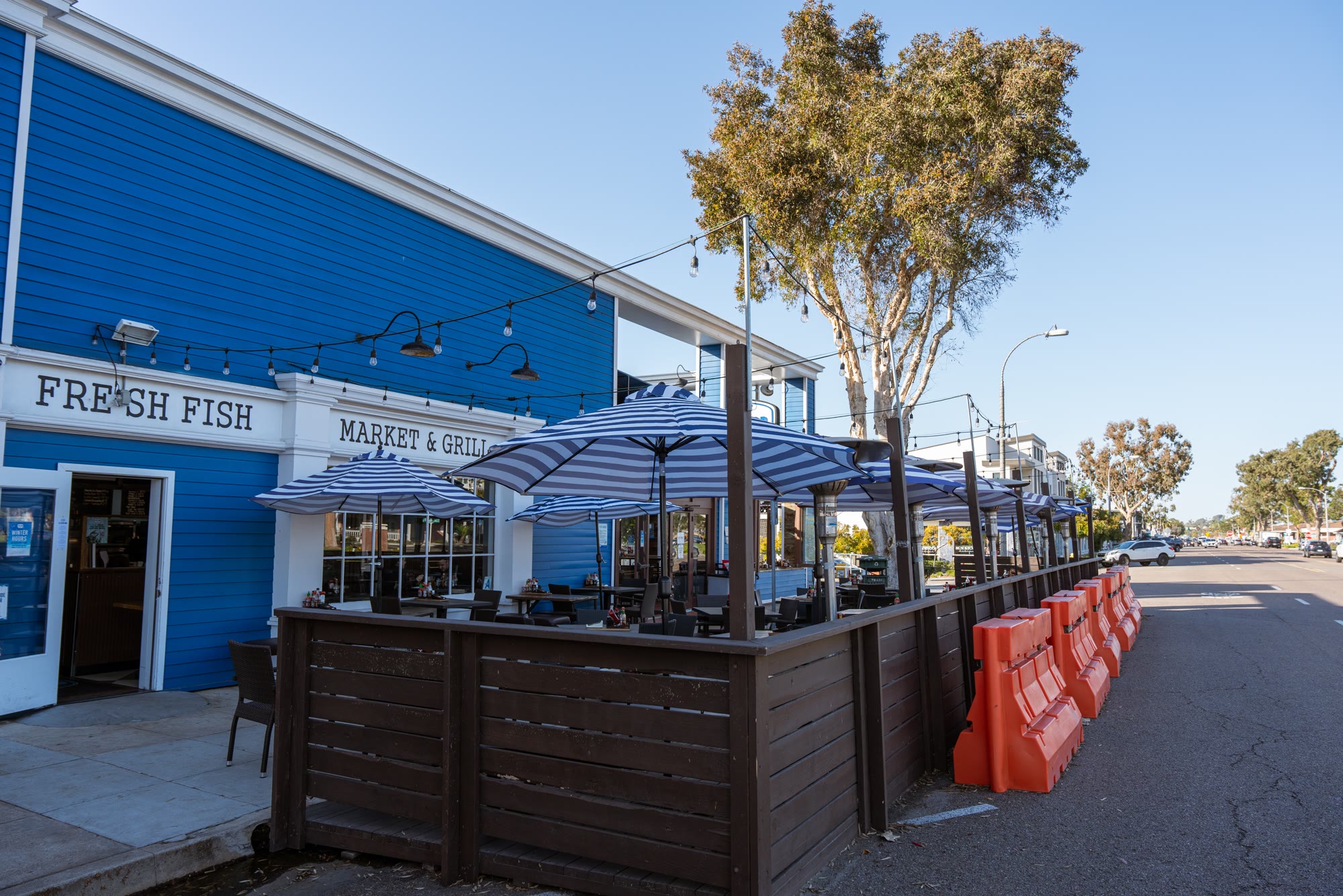 The Shops and Restaurants on highway 101 in Encinitas on a
