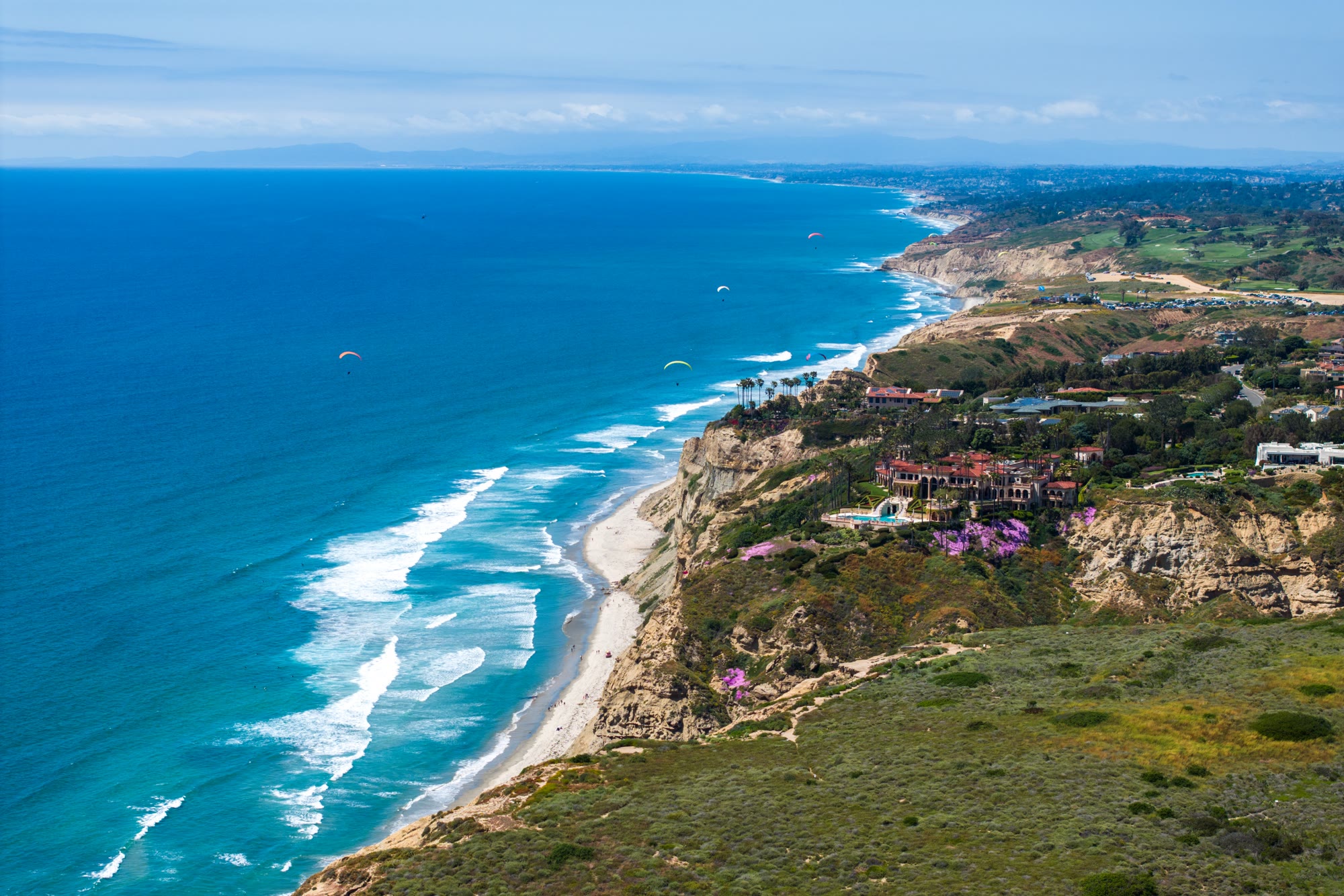 Aerial shot over La Jolla Farms La Jolla Shores Black’s Beach