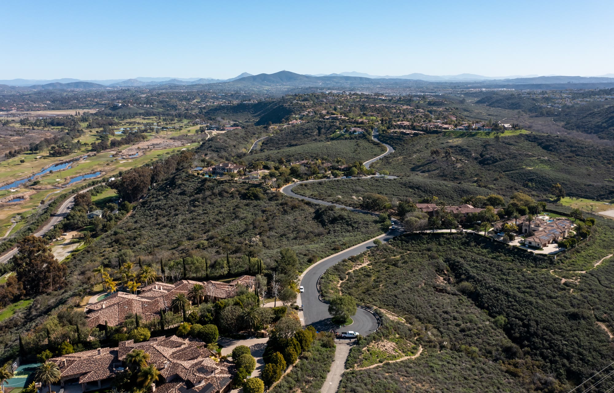 Over the neighborhood and homes of Rancho Pacifica