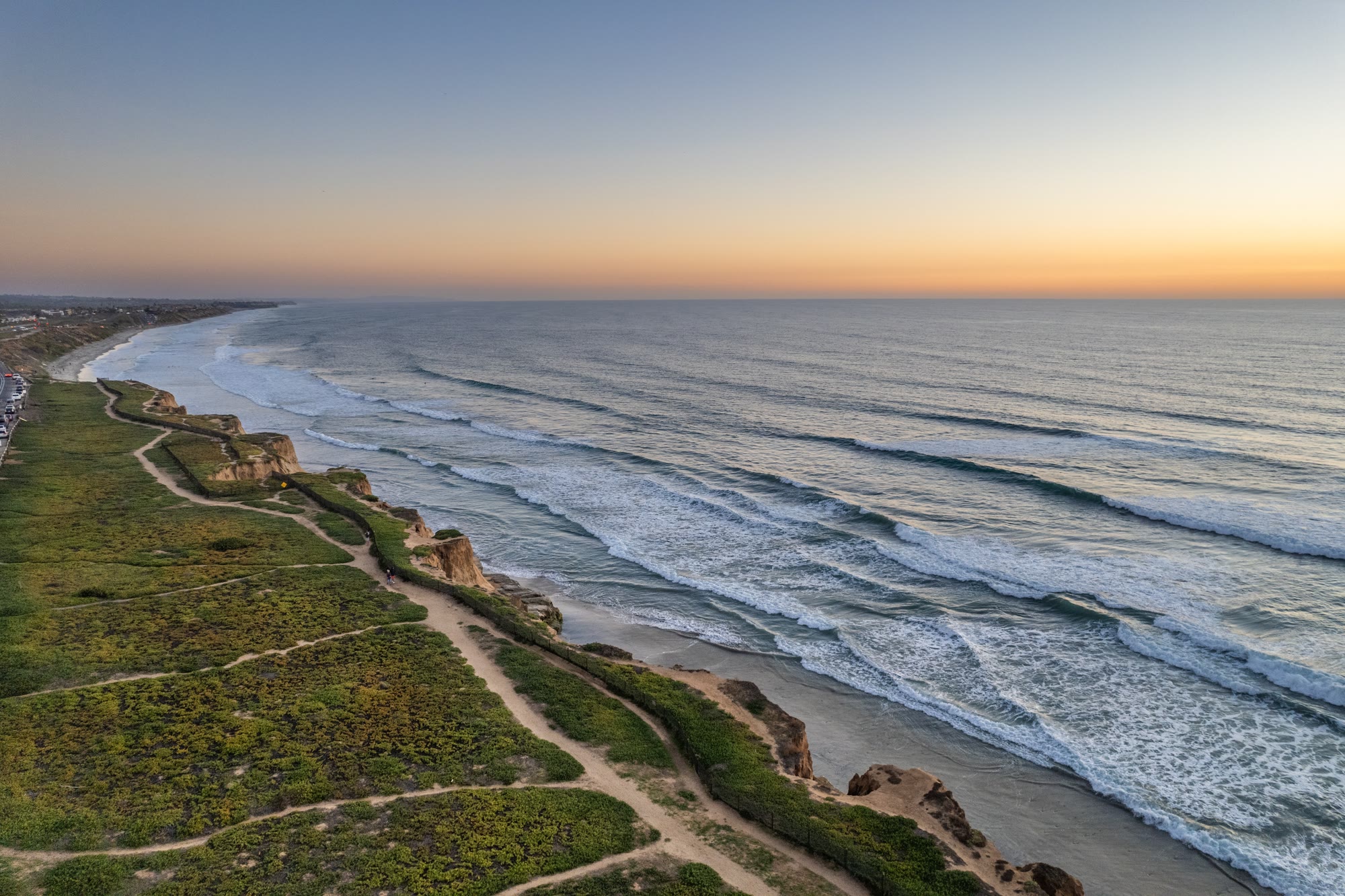 Aerial Shot of the Beautiful Terramar Beach in Carlsbad