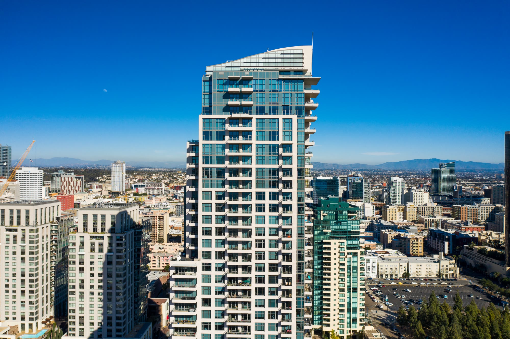 The iconic Pinnacle Marina Tower at 550 Front Street in the