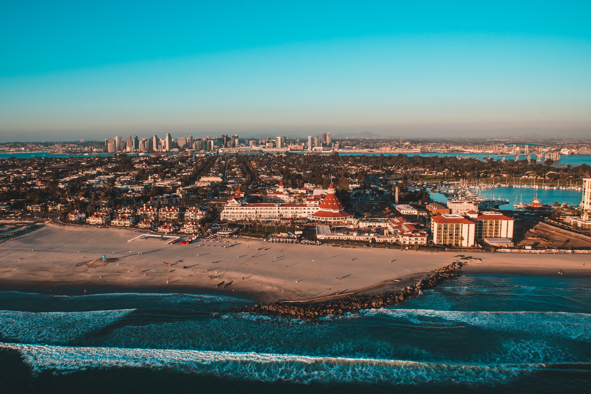 Helicopter shot of the Hotel Del Coronado