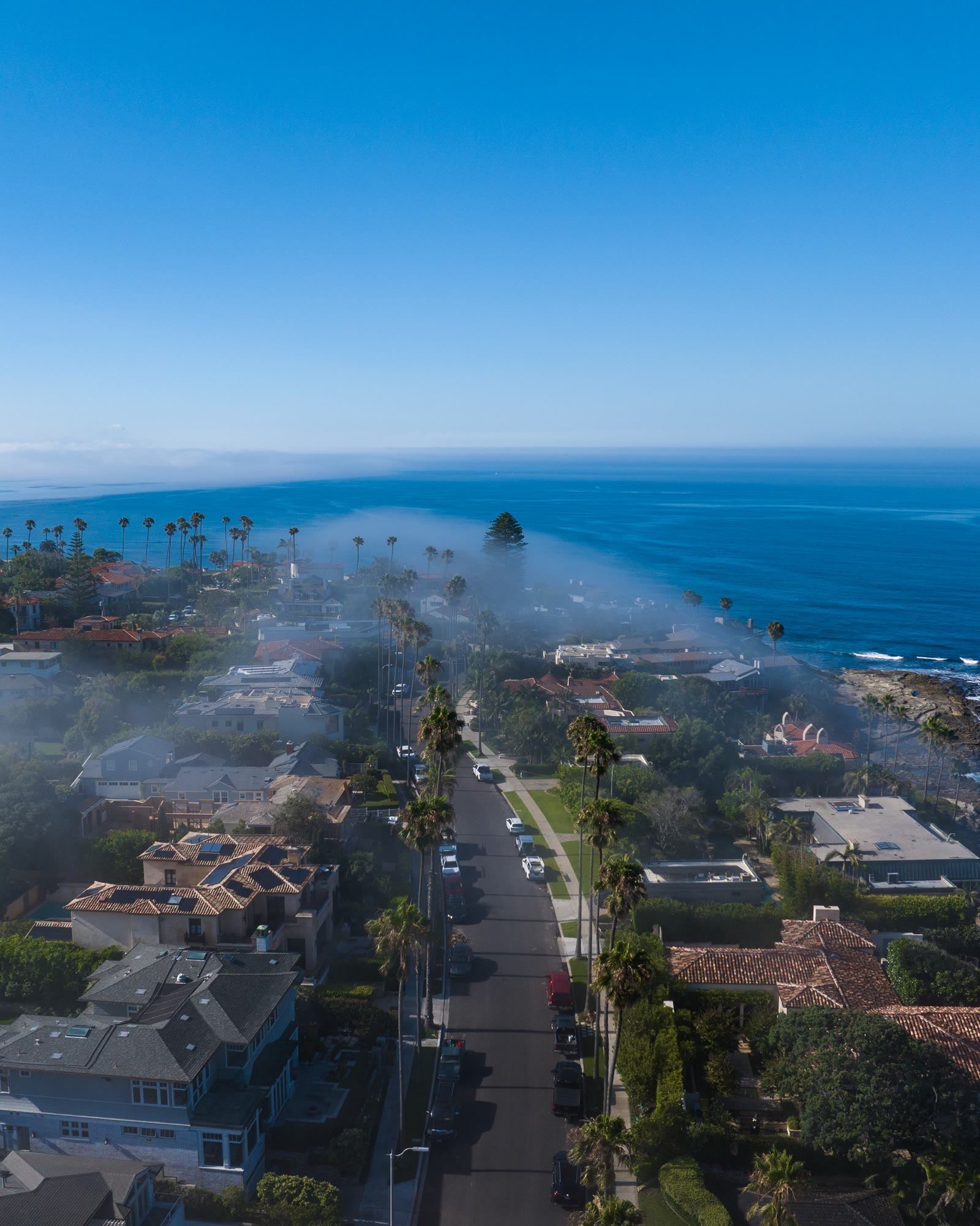 Aerial Photo of Lower Hermosa Beach on a foggy morning in La