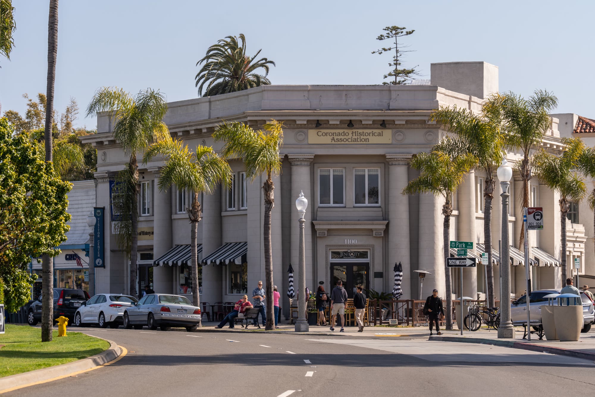 The Shops and restaurants on Orange Avenue in Coronado on a