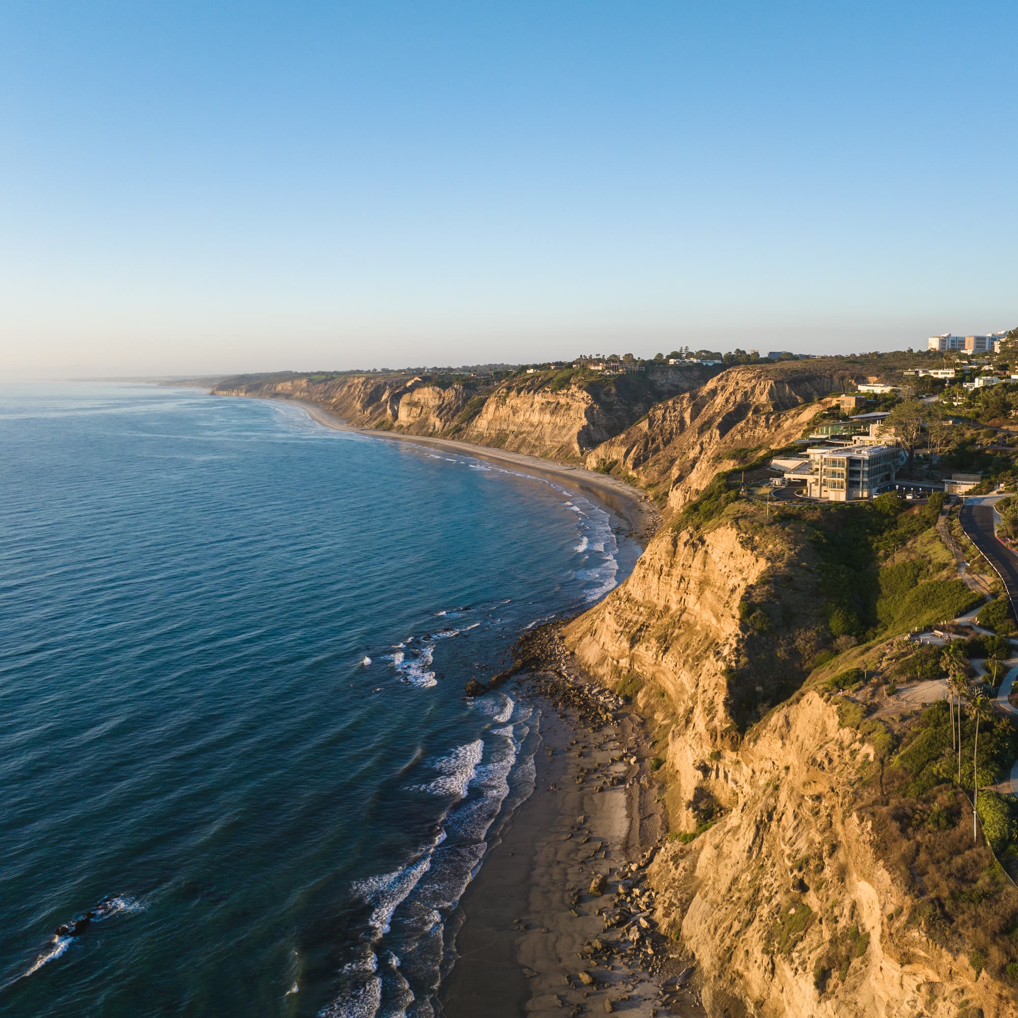 Aerial shot of the Sunset along the Torrey Pines Black’s