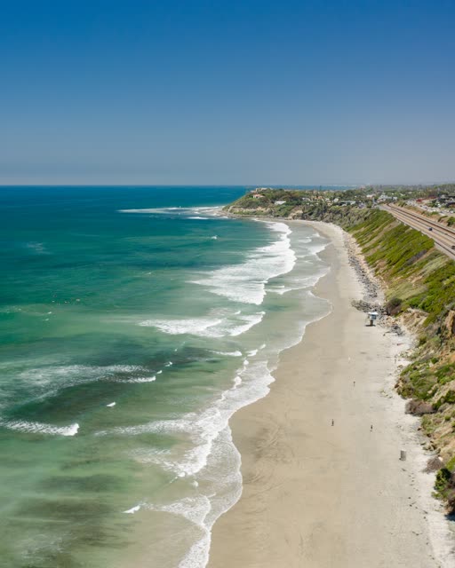 Sunny Summer Day in Cardiff By The Sea, Encinitas. Pipes Beach. San Elijo State Beach. – 3 | Drone Photo