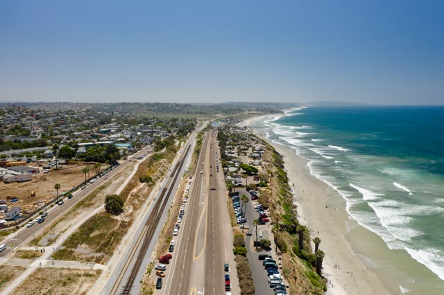 Sunny Summer Day in Cardiff By The Sea, Encinitas. Pipes Beach. San Elijo State Beach. – 9 | Drone Photo