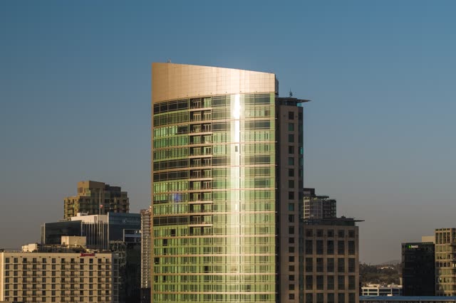 The downtown streets, the skyline and the buildings at East Village.