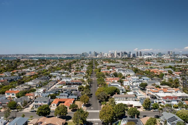 Aerial drone shot over Coronado Looking towards the Downtown San Diego Skyline on a Sunny Day | Drone Photo – 5