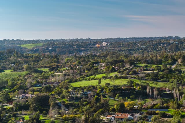 Aerial view of the country inland, homes and open country at Covenant.