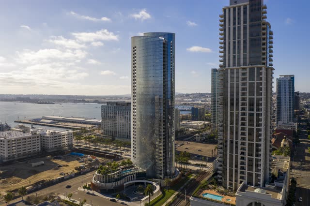 Photography of Pacific Gate by Bosa and Electra in Downtown San Diego during a sunny day | Drone Photo