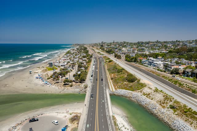 Sunny Summer Day in Cardiff By The Sea, Encinitas. Pipes Beach. San Elijo State Beach. – 7 | Drone Photo