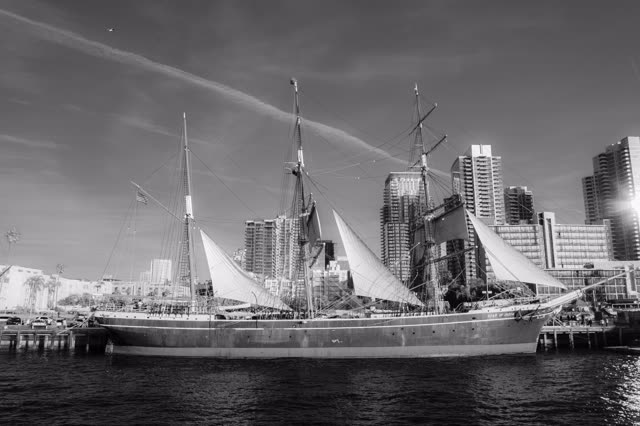 View from the water of the harbor, the skyline and boats at Waterfront.