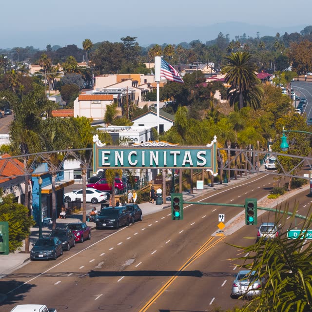 Downtown Encinitas in San Diego Square | Drone Photo