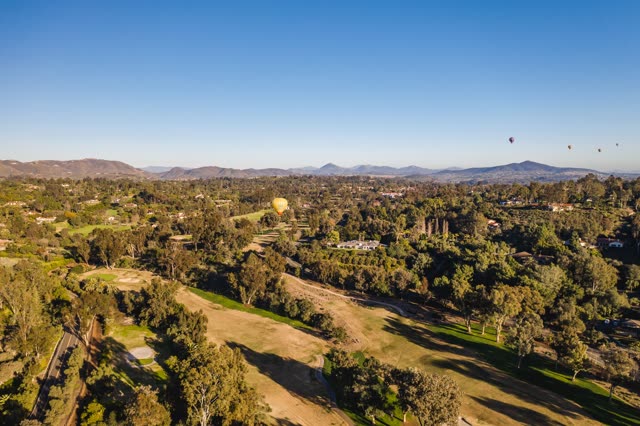 Aerial view of the country inland, homes and open country at Covenant.