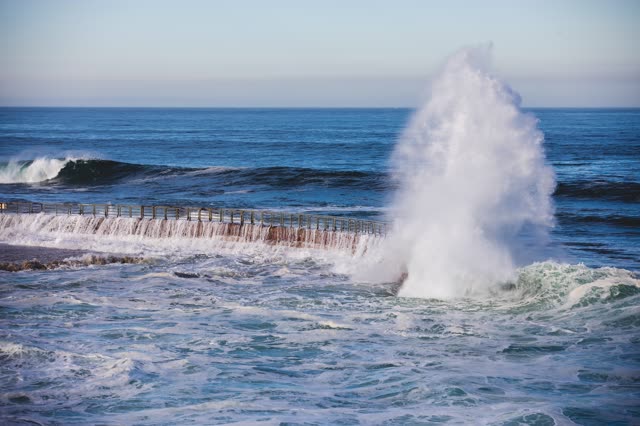 The beach, the surf and the ocean at La Jolla Cove.