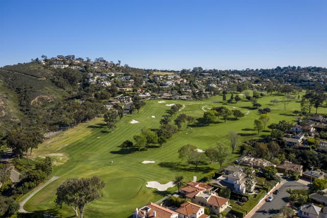 Aerial view of a residential street, homes and traffic in Downtown San Diego.