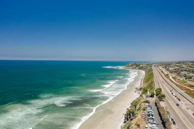 Sunny Summer Day in Cardiff By The Sea, Encinitas. Pipes Beach. San Elijo State Beach. – 6 | Drone Photo