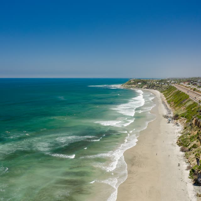 Sunny Summer Day in Cardiff By The Sea, Encinitas. Pipes Beach. San Elijo State Beach. – 4 | Drone Photo