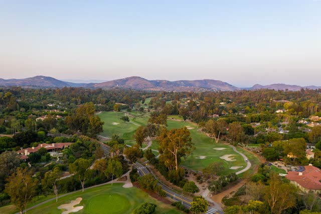 Aerial view of the country inland, homes and traffic at Covenant.