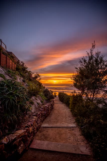 Elevated view of the cliffs, the ocean and the beach in Solana Beach.