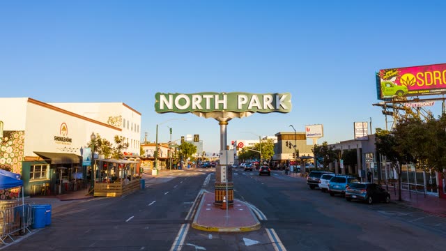 Aerial shot of the North Park sign on University Avenue | Photo – 2