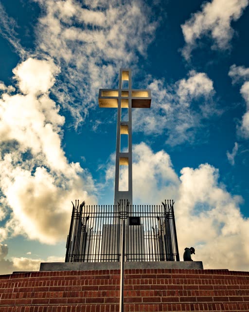 A park, the buildings and open country at Mount Soledad.
